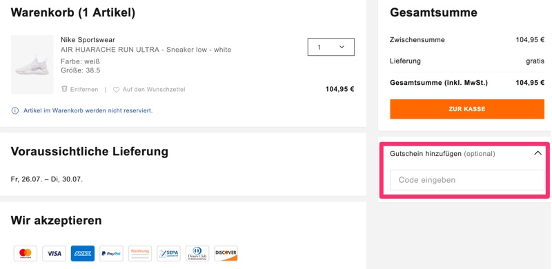 So lösen Sie einen Zalando Gutschein ein